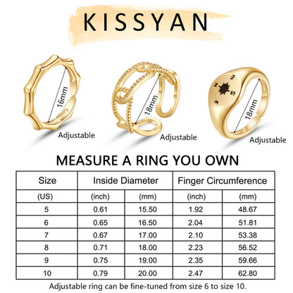 Versatile 3Pcs Adjustable Open Ring Set for Women