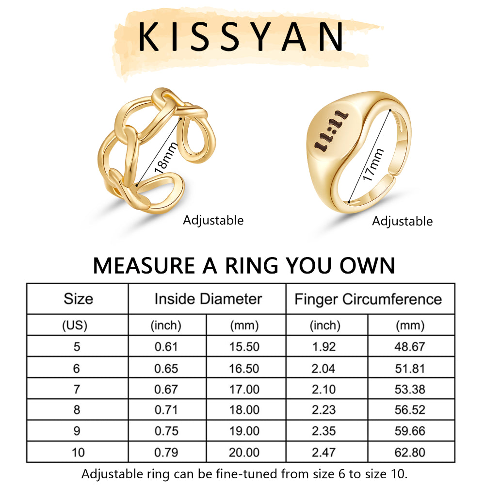 High-quality 14K Gold Chunky Gold Rings Set for Women-2Pcs