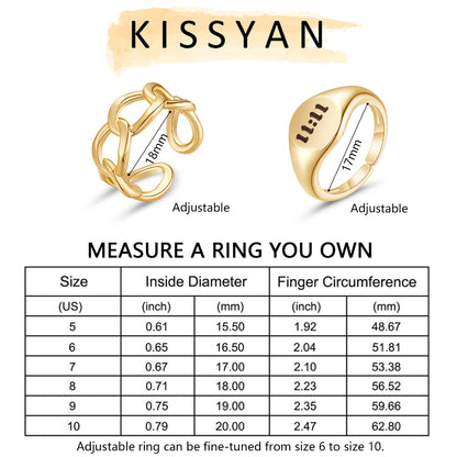 High-quality 14K Gold Chunky Gold Rings Set for Women-2Pcs