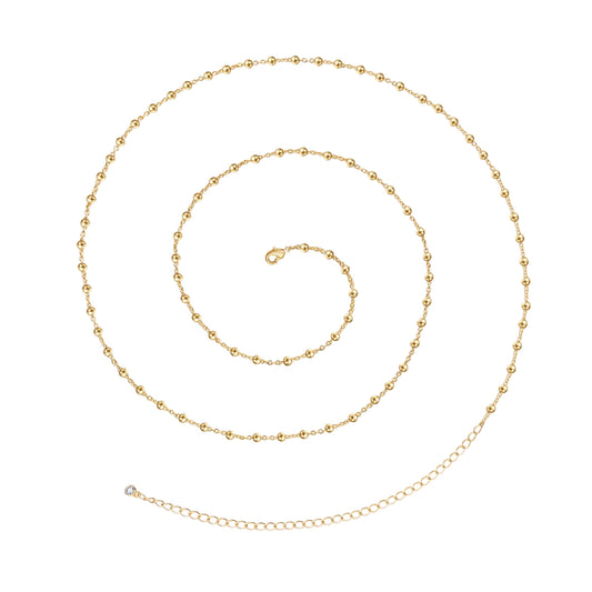 14K Gold Adjustable Sexy Waist Body Chains with Satellite Beads