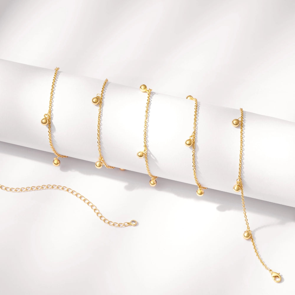 Standout 14K Gold Adjustable Waist Body Chains with Round Ball Charms