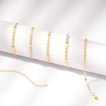 Fashion-forward Wafer Chain Design on 14K Gold Body Chain