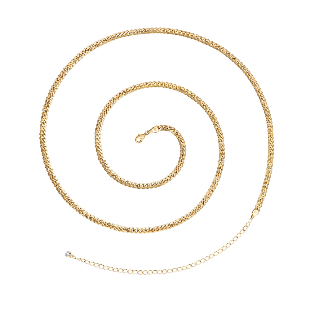 14K Gold Adjustable Waist Chain with 3mm Cuban Links on white background