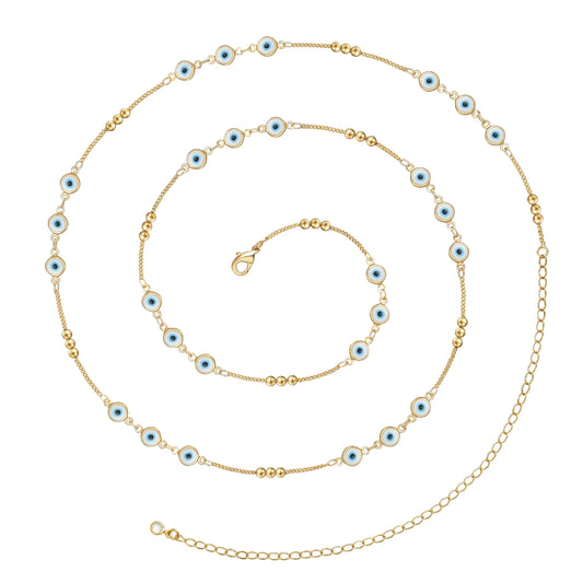 14K Gold Adjustable Sexy Waist Body Chains with Evil Eye Chain Design